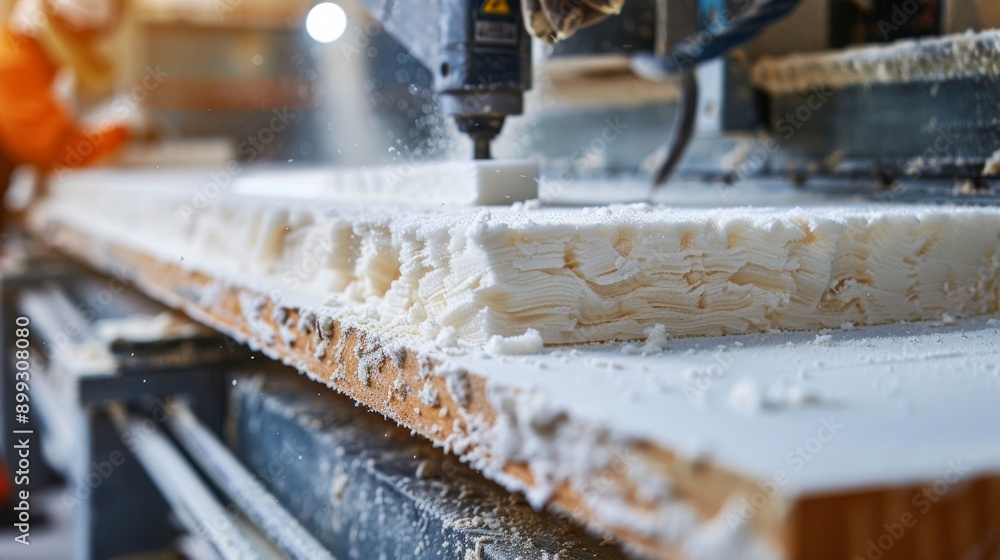 Close-up of a woodworking process with a milling machine shaping a block of wood in a workshop. Close-up of a woodworking process with a milling machine shaping a block of wood in a workshop.