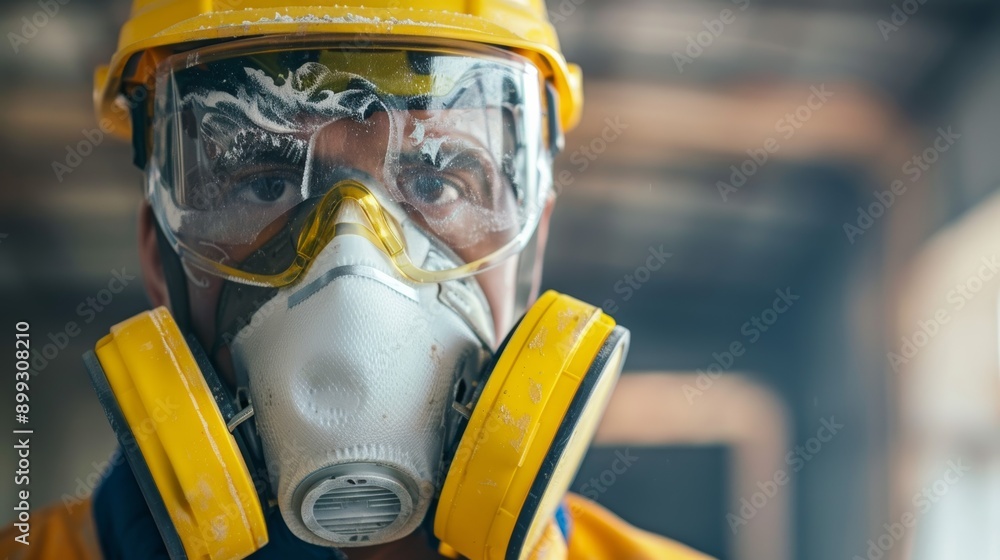 Close-up portrait of a construction worker in protective gear, emphasizing safety and professionalism on the job site. Close-up portrait of a construction worker in protective gear, emphasizing safety and professionalism on the job site.