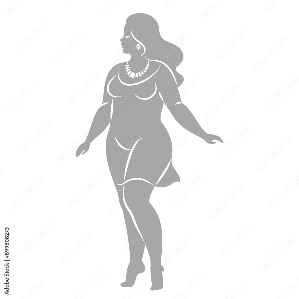 Fototapeta premium Silhouette figure of a slender woman. The girl is standing. The lady is full of beauty and sexuality. girl is overweight vector illustration.