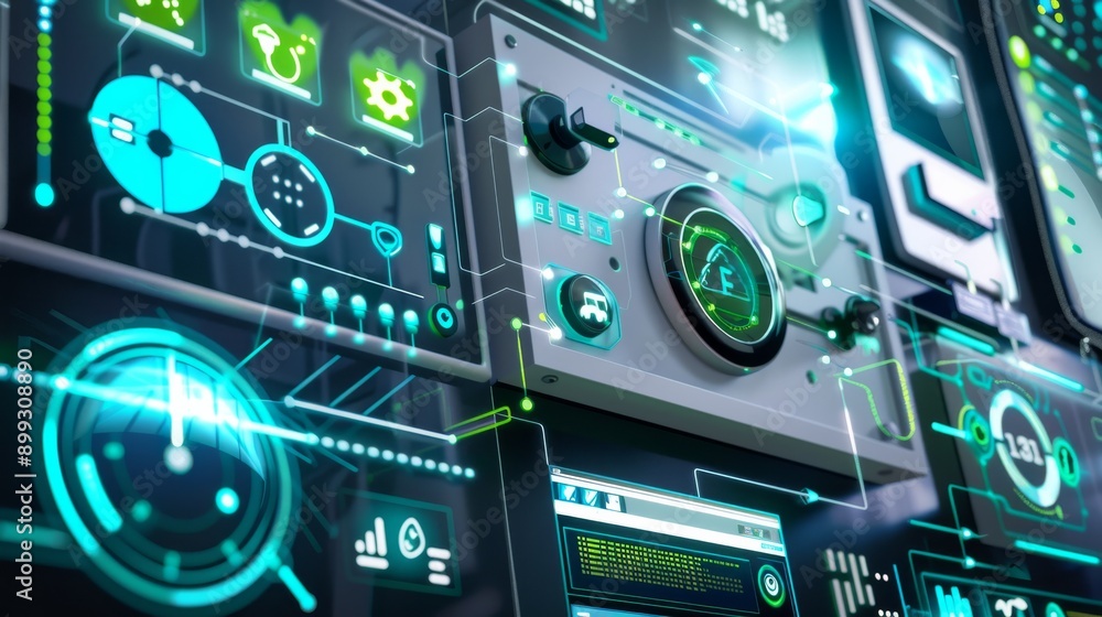 Picture of Modern smart home energy management system with devices and analytics ...