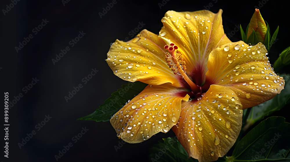 Fototapeta premium yellow lily on black