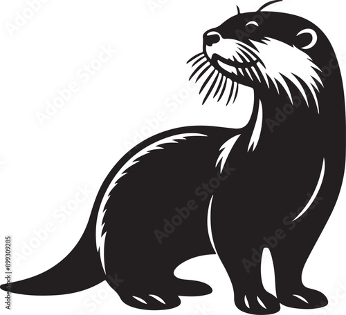 Otter silhouette vector art illustration White Background Free Download