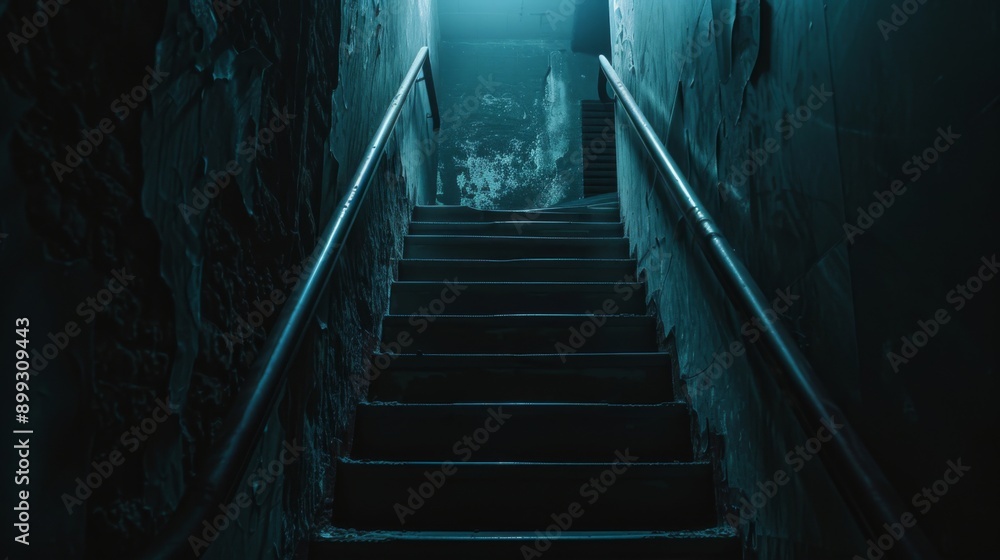 Light in the dark stairs, AI generated Image Light in the dark stairs, AI generated Image