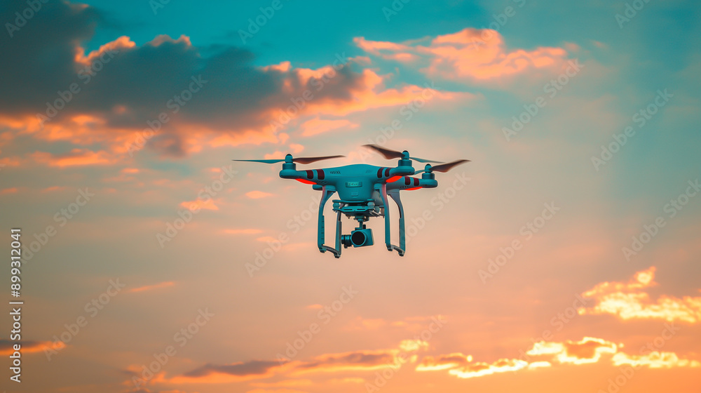 Professional drone shot flying high in the air. Taking photos and recording from above in front of green grass and forest. Professional drone shot flying high in the air. Taking photos and recording from above in front of green grass and forest.