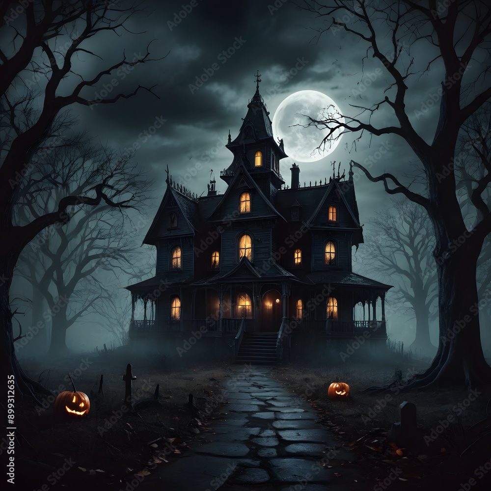 Haunted House under a Full Moon Haunted House under a Full Moon