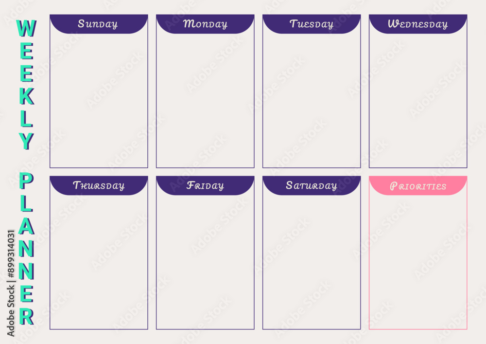 Weekly plan template with space for fill Weekly plan template with space for fill