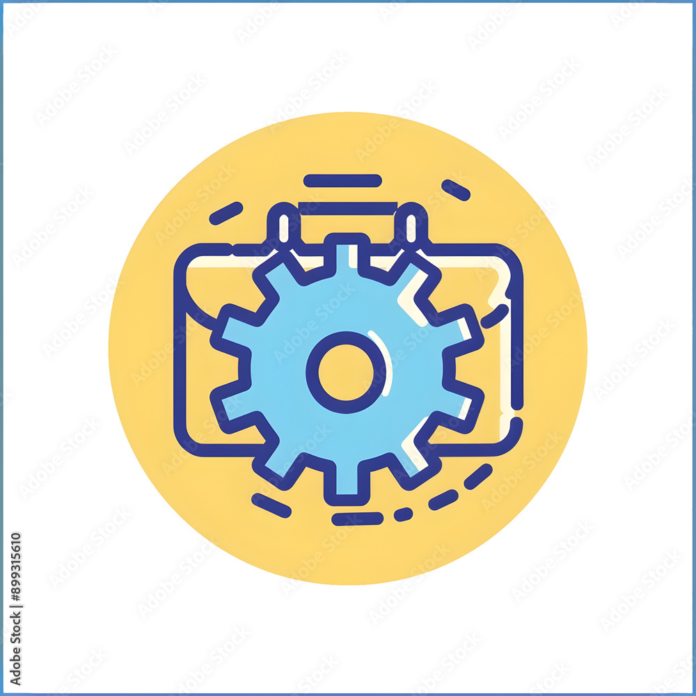 Minimalist Flat Icon Depicting Business with Gear and Briefcase Minimalist Flat Icon Depicting Business with Gear and Briefcase
