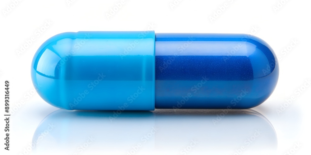 blue pill capsule isolated background Generative AI blue pill capsule isolated background Generative AI