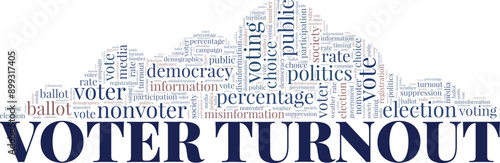 Voter Turnout word cloud conceptual design isolated on white background.