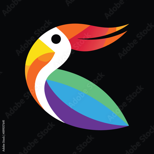 bird colibri hummingbird geometric shattered fractal fraction vibrant colorful logo vector icon template. Ai generate 