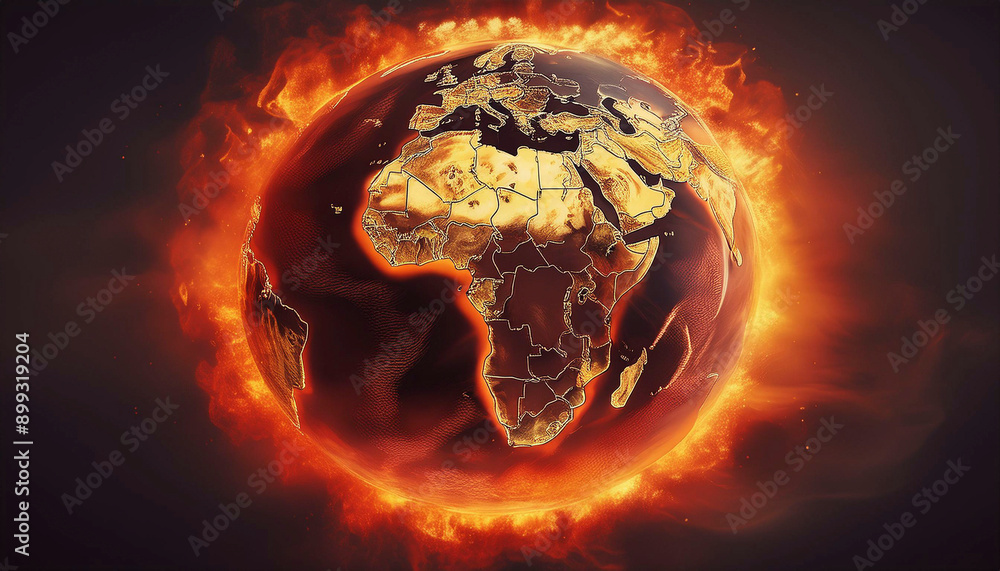 Fototapeta premium global warming (burning planet earth)