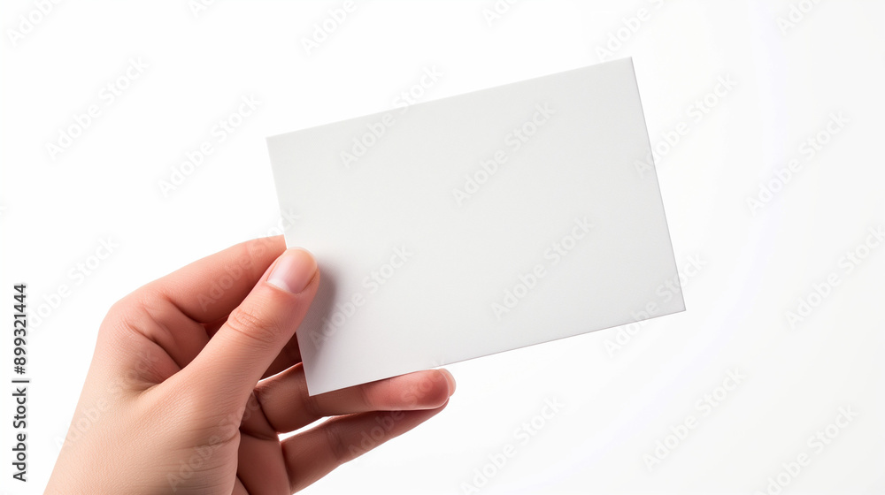 Fototapeta premium a left hand holding a plain business card