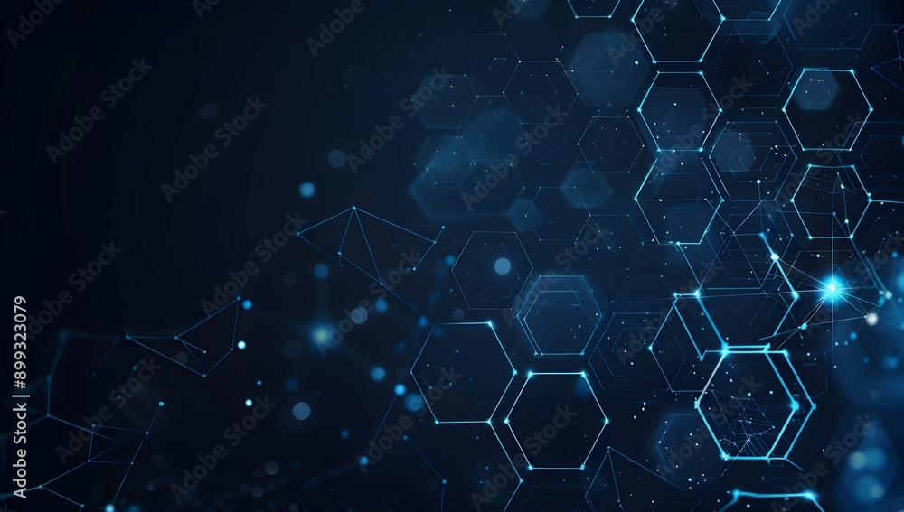 Blue technology background with hexagon grid, digital network and connection concept for banner design vector Illustration on dark blue blackgroud Blue technology background with hexagon grid, digital network and connection concept for banner design vector Illustration on dark blue blackgroud