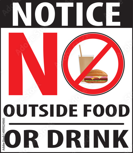 outside food or drink not allowed notice vector.eps