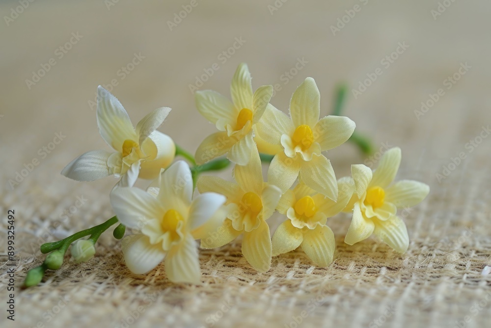 Cute yellow orchid flowers on beige background Cute yellow orchid flowers on beige background Cute yellow orchid flowers on beige background Cute yellow orchid flowers on beige background