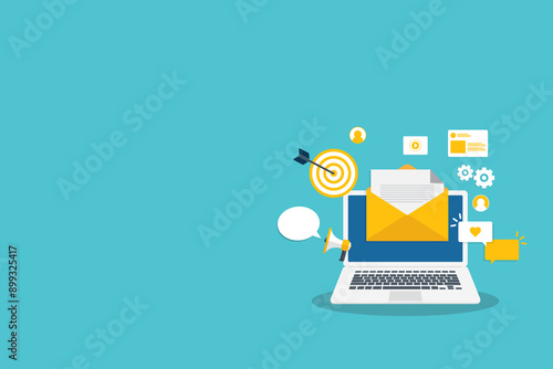 Wallpaper Mural Digital email marketing. Reaching online audience with email marketing campaign, newsletter subscription. Sending marketing messages via email.  Torontodigital.ca