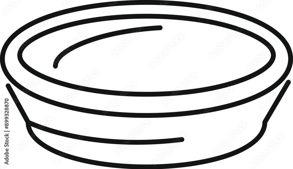 Simple line drawing of an empty bowl with a wide, shallow shape, suitable for various food related concepts Simple line drawing of an empty bowl with a wide, shallow shape, suitable for various food related concepts