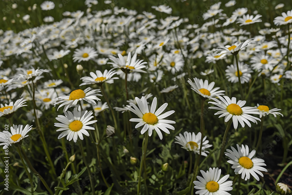 Serene Field of White Daisies in Bloom. Serene Field of White Daisies in Bloom.