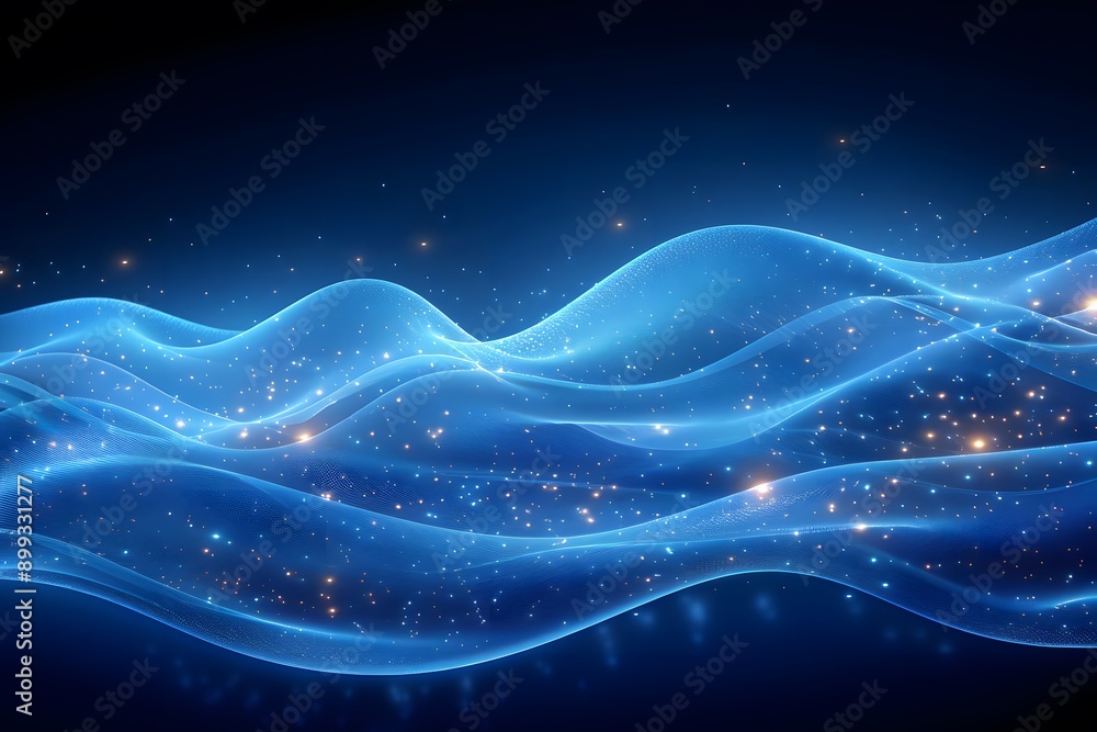 Abstract Blue Wave Design with Glowing Particles - Futuristic Digital Background for Design and Print Abstract Blue Wave Design with Glowing Particles - Futuristic Digital Background for Design and Print