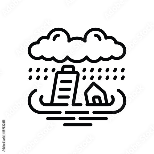 Black line icon for flooding