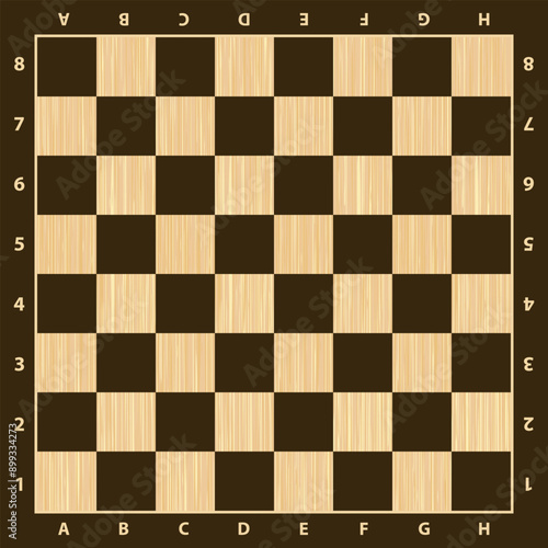 Chess board vector. Wooden chess board. Chess board background. Chess board illustration. Chessboard brown pattern.