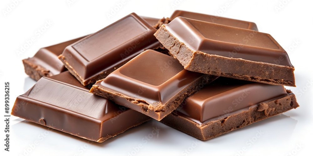 chocolate pieces isolated on white Generative By AI chocolate pieces isolated on white Generative By AI