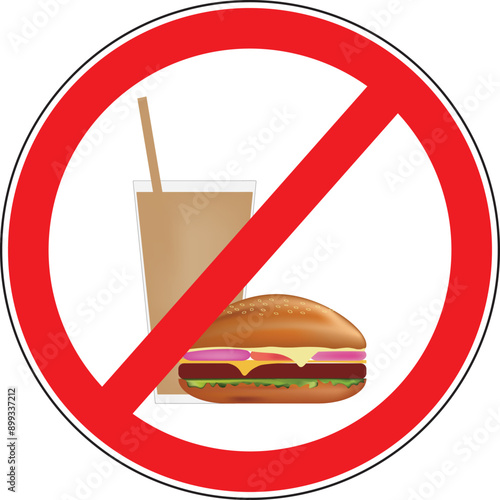 Food and drink prohibited area sign vector.eps