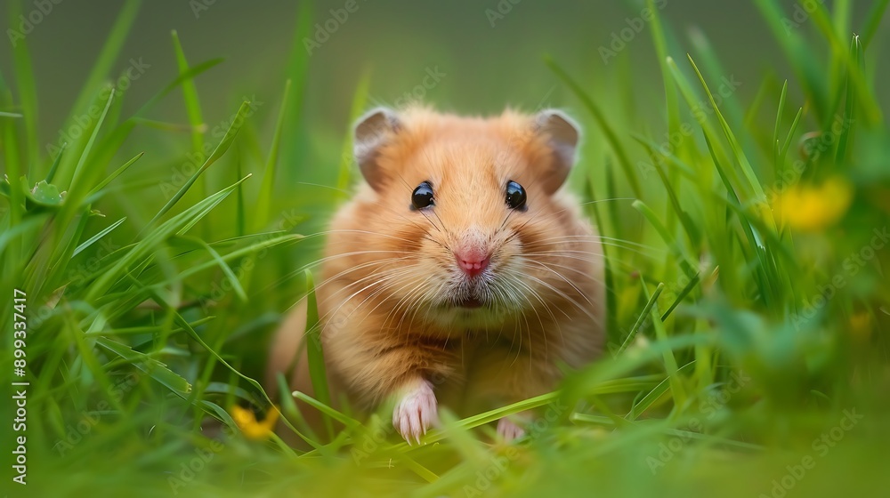 Curious Hamster in Natural Habitat - Wildlife Photography of Small Rodent Hiding in Tall Grass Curious Hamster in Natural Habitat - Wildlife Photography of Small Rodent Hiding in Tall Grass
