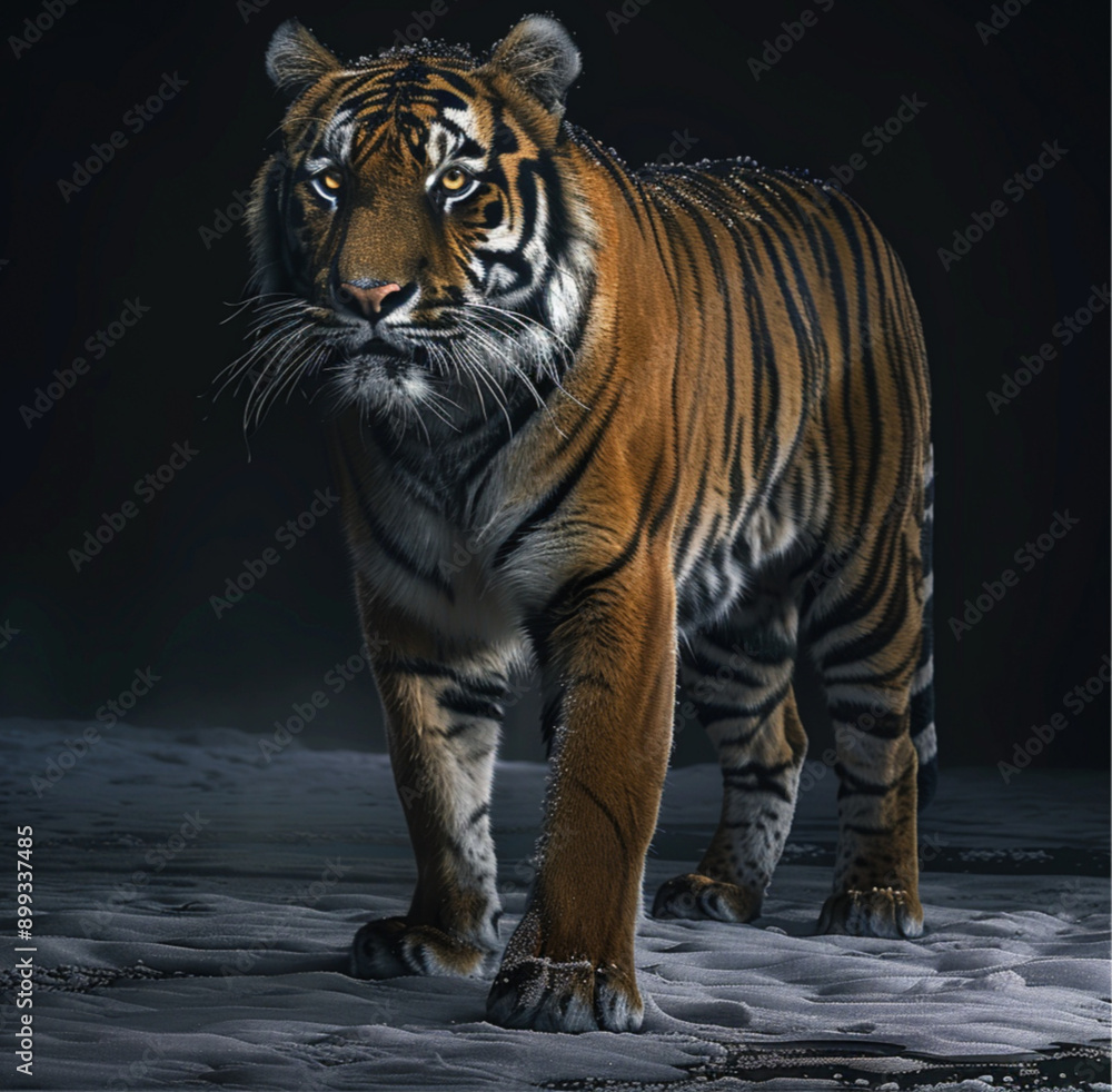 Obraz premium award winning photo of tiger, full body, perfect environment, dark shot