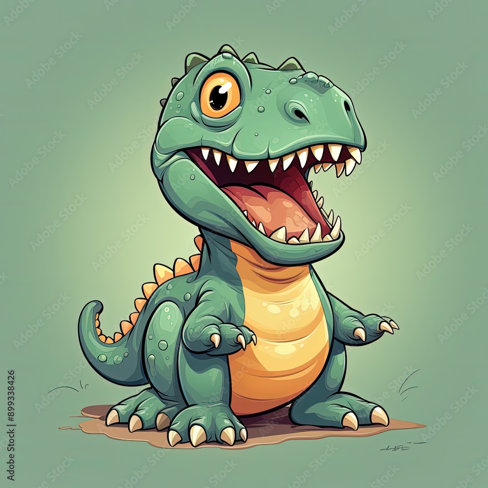 Cute Dinosaur in a Minimalist Cartoon Style with Vibrant Colors Cute Dinosaur in a Minimalist Cartoon Style with Vibrant Colors