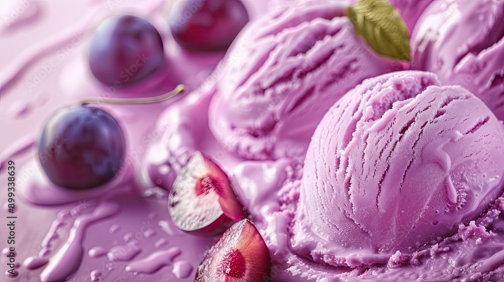 Ice cream close-up with fruit flavor. Selective focus. Ice cream close-up with fruit flavor. Selective focus.