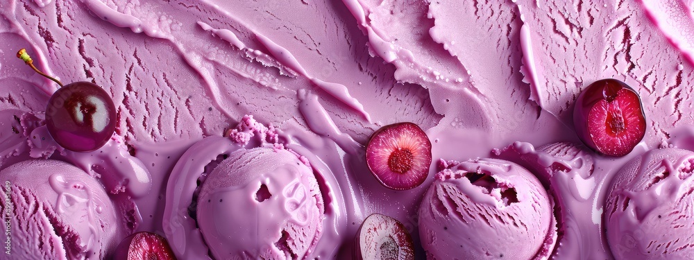 Ice cream close-up with fruit flavor. Selective focus. Ice cream close-up with fruit flavor. Selective focus.