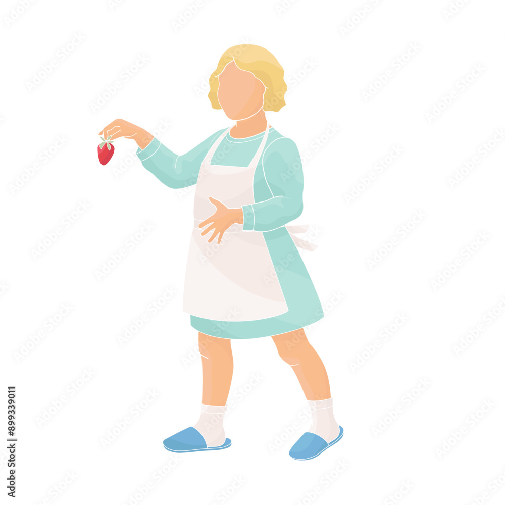 girl walks with a strawberries in his hands girl walks with a strawberries in his hands