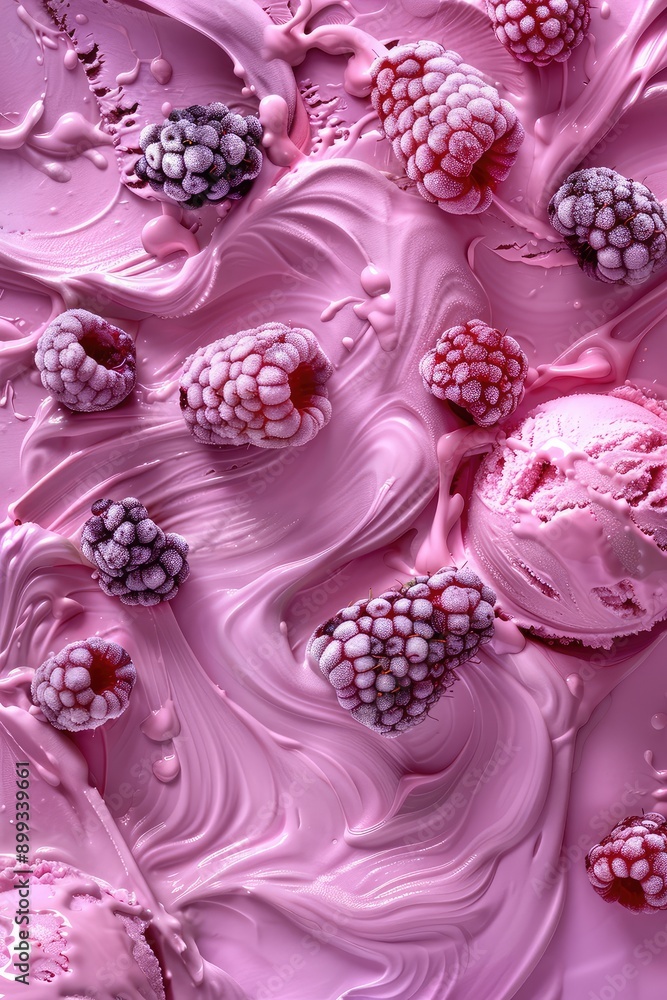 Ice cream close-up with fruit flavor. Selective focus. Ice cream close-up with fruit flavor. Selective focus.