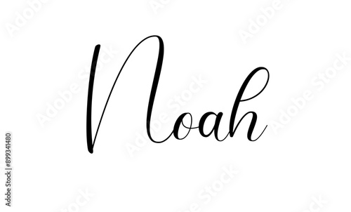 Noah - Modern Christian Baby Name - Script Style Vector Illustration - Isolated on Transparent Background - Perfect for Baby Shower Invitations, Personalized Gifts, and Birth Announcements