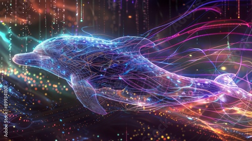 new age visionary cosmic dolphin time travelling pixelated sound waves