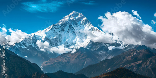 Mountain peak with a snow-capped summit