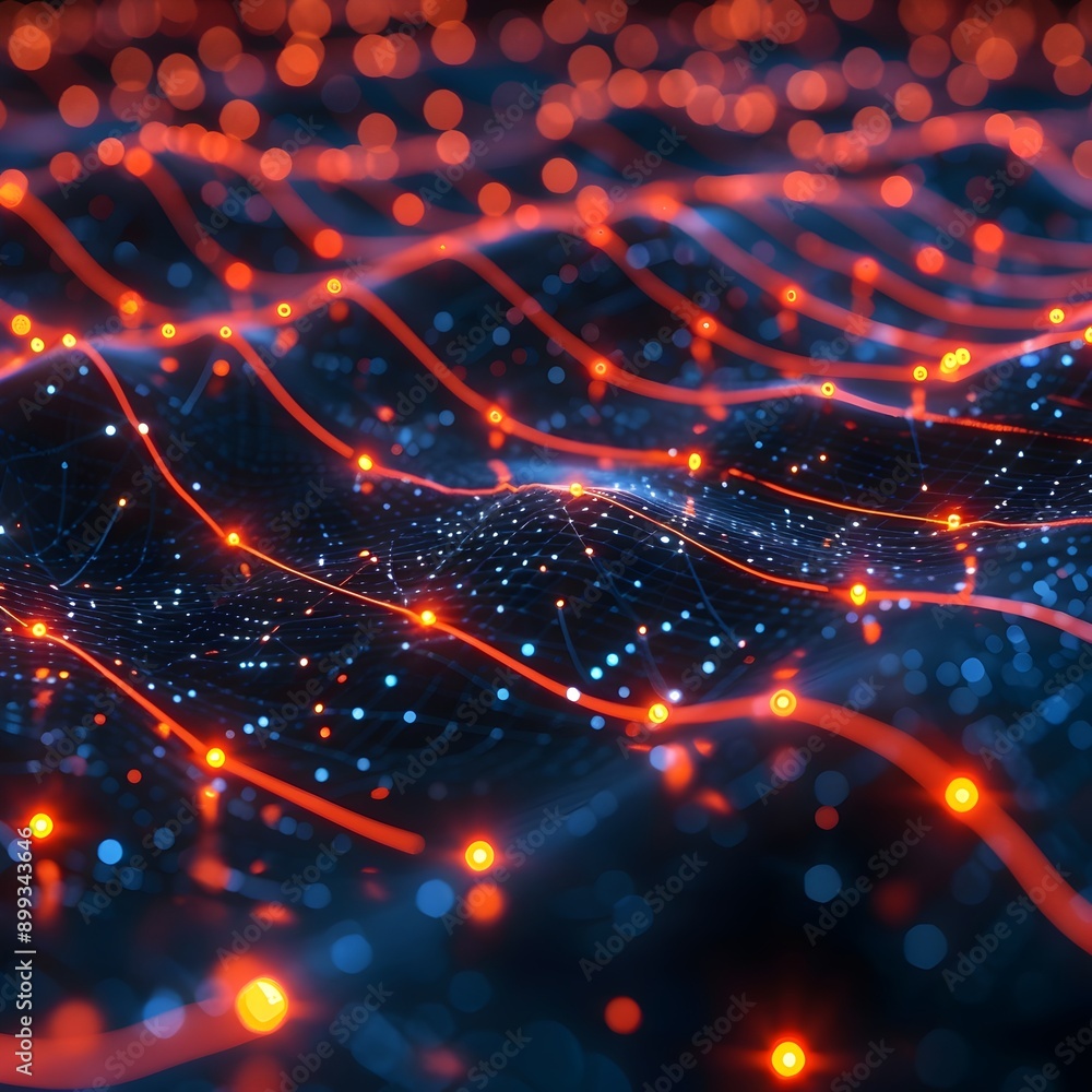 Luminous Cyber Network with Floating Data Points and Neon Pathways Futuristic Tech Background Concept Luminous Cyber Network with Floating Data Points and Neon Pathways Futuristic Tech Background Concept