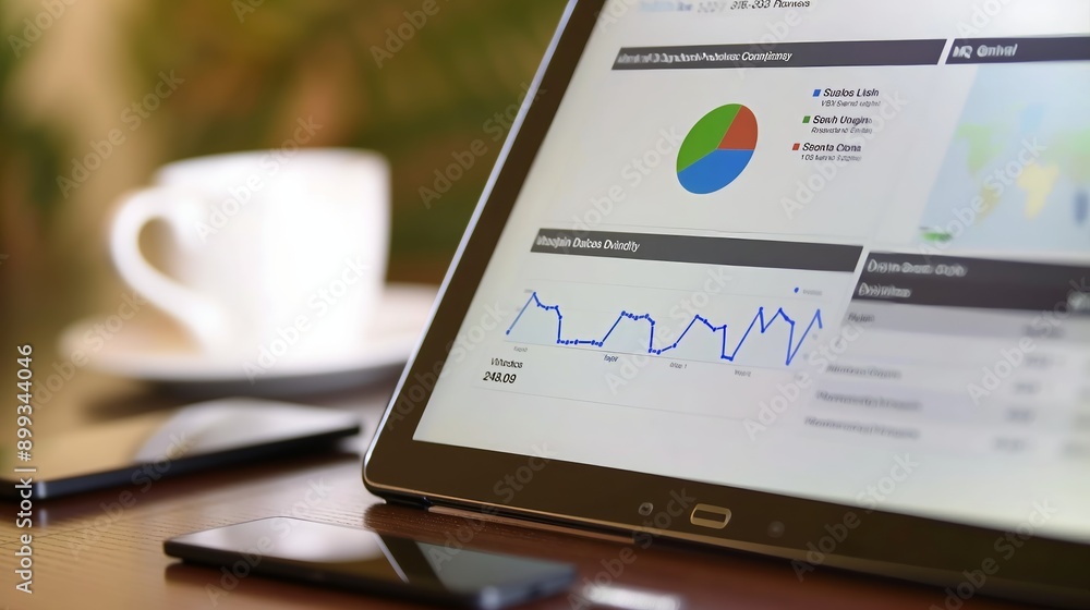 Business documents on office table with Smartphone and Laptop computer and graph financial with social network diagram. Social Media Research Business documents on office table with Smartphone and Laptop computer and graph financial with social network diagram. Social Media Research