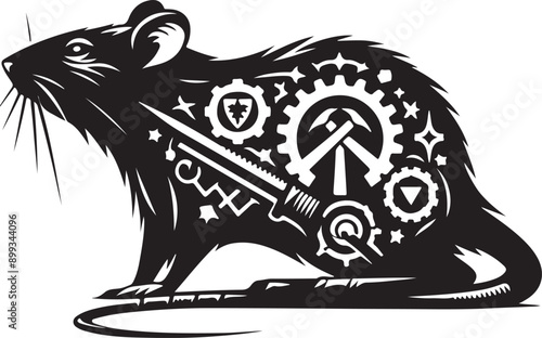 Rat silhouette vector art illustration White Background Free Download