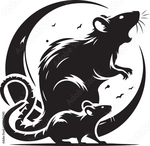 Rat silhouette vector art illustration White Background Free Download