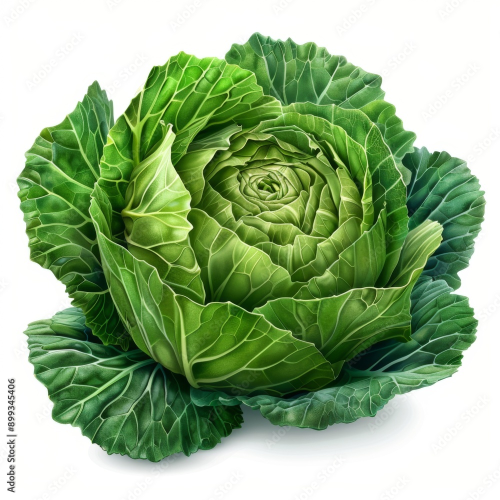Cabbage clipart, vegetable element, photorealistic, green, isolated on white background Cabbage clipart, vegetable element, photorealistic, green, isolated on white background