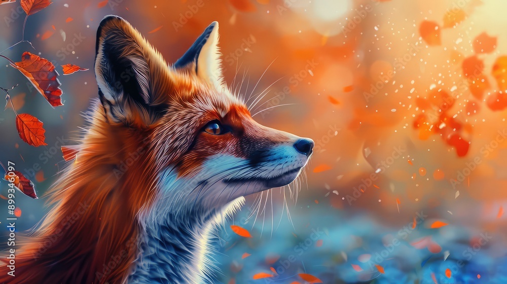 Obraz premium Beautiful fox in nature. Selective focus.