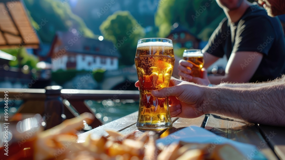 Beer and snacks in hands in nature. Selective focus. Beer and snacks in hands in nature. Selective focus.