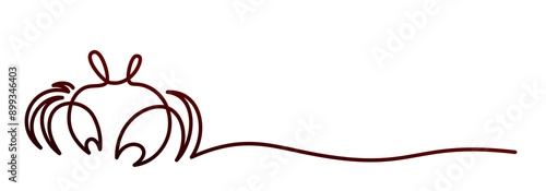 The stylized one line symbol of a sea crab.