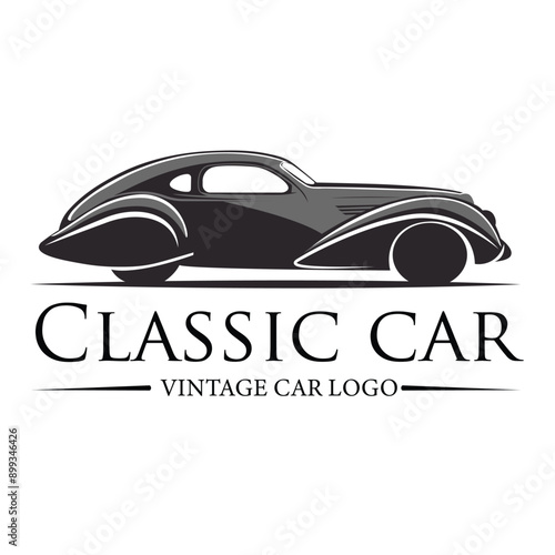 Elegant Vintage Classic Car Logo Design for Automotive Branding and Car Clubs, Timeless Retro Classic Car Emblem for Car Enthusiasts and Restoration Services, 