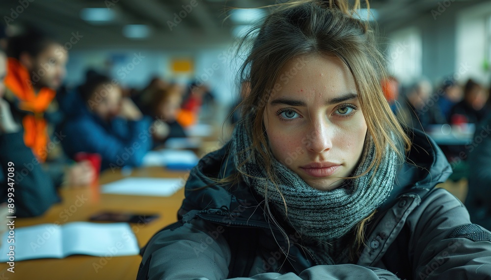 Sad depressed woman at support group meeting for mental health Sad depressed woman at support group meeting for mental health