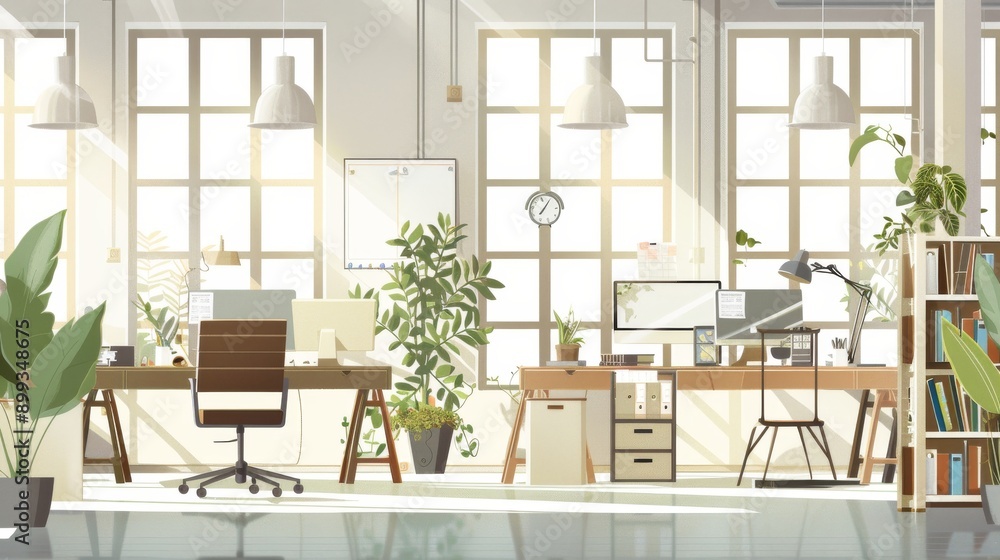 Fototapeta premium Modern Minimalist Office Workspace with Natural Light