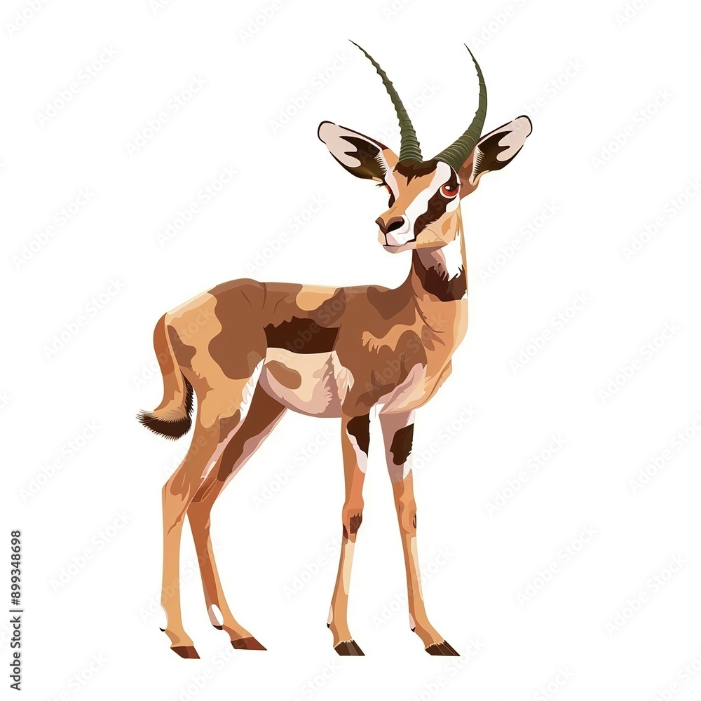 Fototapeta premium Gazelle Military animal fashion cartoon isolated whitebackground 16:9