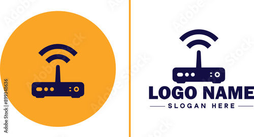 Wi-Fi Router icon Wireless router Wi-Fi access point Network router flat logo sign symbol editable vector